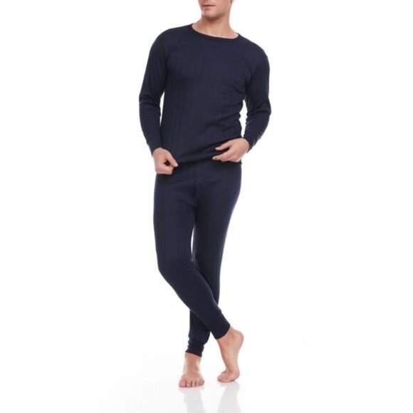 Men Thermal Long Johns 100% Cotton Fleece Warm Winter Baselayer Set 2-PAIRS NEW - Picture 4 of 7